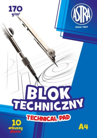 Blok techniczny Astra A4 biały 170g 10k