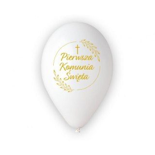 Balon gumowy Godan Pierwsza Komunia Św. (kłosy) biały 320mm 13cal (GS110/PKK/25)