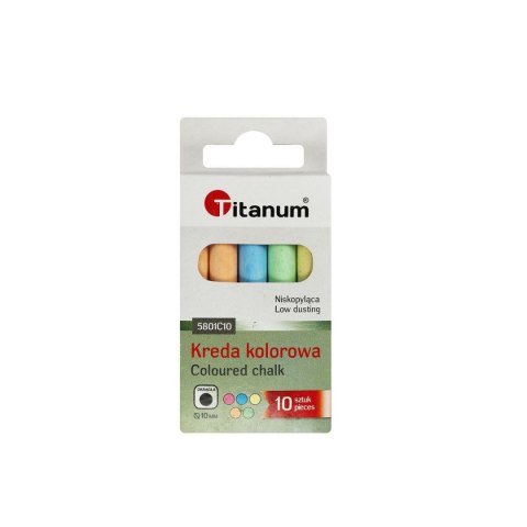 Kreda szkolna Titanum kolorowa 10 szt. okrągła śr. 10 mm Kreda szkolna Titanum kolorowa 10 szt. okrągła śr. 10 mm