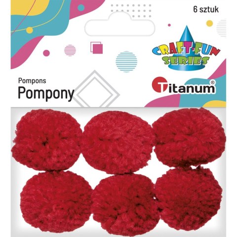 Pompony Titanum Craft-Fun Series czerwone 6 szt Pompony Titanum Craft-Fun Series czerwone 6 szt