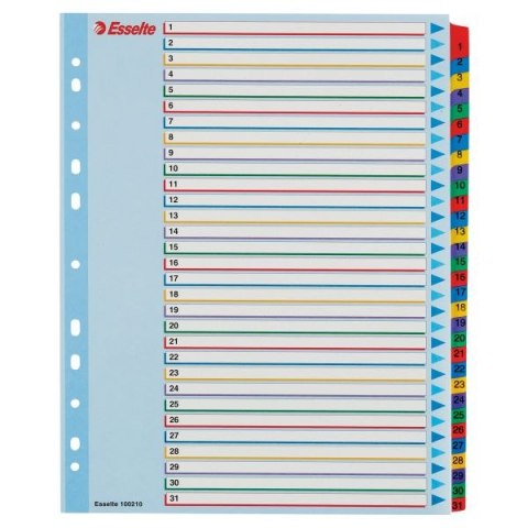 Przekładka numeryczna Esselte Mylar maxi A4 mix kolorów 160g 31k 1-31 (100210) Przekładka numeryczna Esselte Mylar maxi A4 mix kolorów 160g 31k 1-31 (100210)