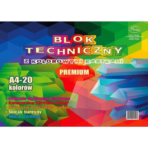Blok techniczny Protos kolor A4 mix 160g 20k Blok techniczny Protos kolor A4 mix 160g 20k