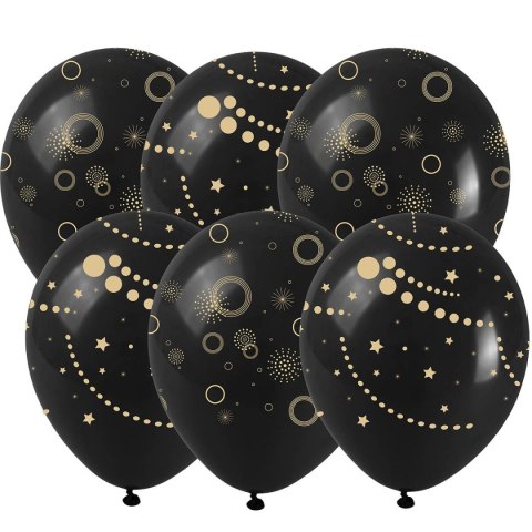 Balon gumowy Arpex ze złotym nadrukiem (6 szt.) czarny 250mm (KB8206) Balon gumowy Arpex ze złotym nadrukiem (6 szt.) czarny 250mm (KB8206)
