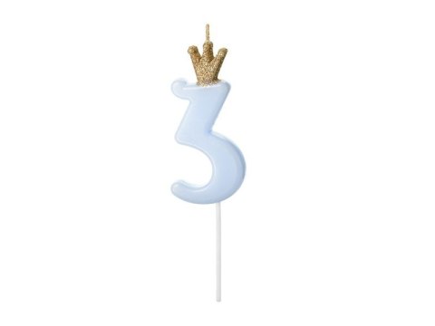 Świeczka urodzinowa Partydeco Cyferka 3, jasny niebieski, 9.5cm (SCU6-3-001J) Świeczka urodzinowa Partydeco Cyferka 3, jasny niebieski, 9.5cm (SCU6-3-001J)