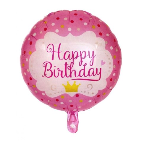 Balon foliowy Antella okrągły Happy Birthday różowy (BCF-948) Balon foliowy Antella okrągły Happy Birthday różowy (BCF-948)