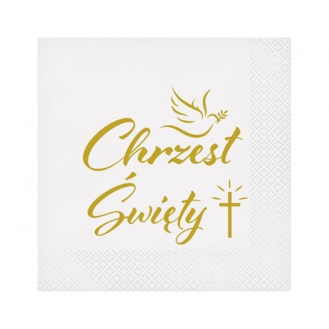 Serwetki Godan Chrzest Święty (gołąbek i krzyż) biały papier [mm:] 330x330 (PW-SHGK)