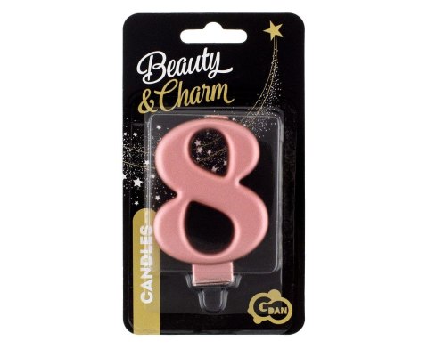 Świeczka urodzinowa Godan nr 8 różowo-złota 8 cm (PF-SCRZ8) Świeczka urodzinowa Godan nr 8 różowo-złota 8 cm (PF-SCRZ8)