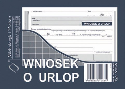 Druk offsetowy Michalczyk i Prokop Wniosek o urlop A6 40k. (515-5) Druk offsetowy Michalczyk i Prokop Wniosek o urlop A6 40k. (515-5)