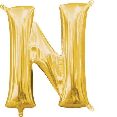 Balon foliowy Amscan balon mini literka N złota 16cal (3303901) Balon foliowy Amscan balon mini literka N złota 16cal (3303901)