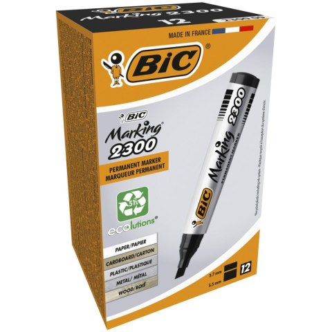 Marker permanentny Bic Marking 2300, czarny 3,7-5,5mm ścięta końcówka Marker permanentny Bic Marking 2300, czarny 3,7-5,5mm ścięta końcówka