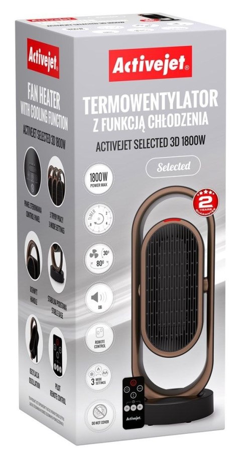 Termowentylator Activejet z funkcją chłodzenia Selected 3D 1800W (AGDACJTER0001) Termowentylator Activejet z funkcją chłodzenia Selected 3D 1800W (AGDACJTER0001)