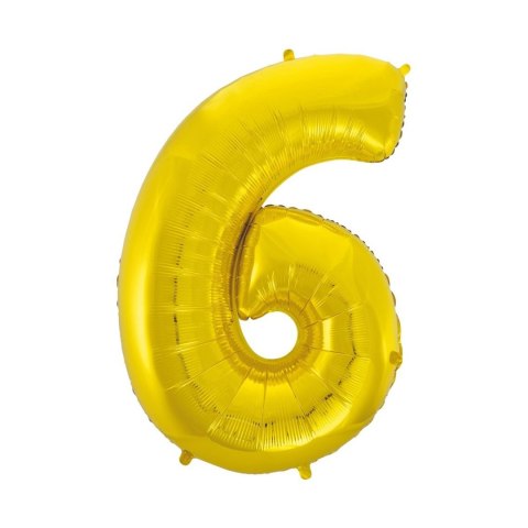 Balon foliowy cyfra 6 złota 85 cm Balon foliowy cyfra 6 złota 85 cm