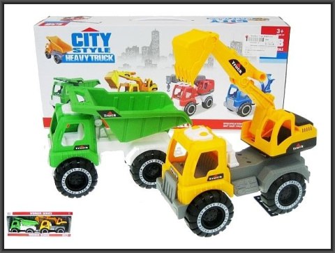 Samochód Hipo Zestaw wywrotka 21cm i koparka 23cm w skali 1:18 (H1282) Samochód Hipo Zestaw wywrotka 21cm i koparka 23cm w skali 1:18 (H1282)
