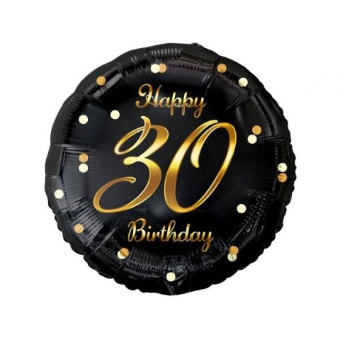 Balon foliowy Godan Happy 30 Birthday, czarny, nadruk złoty 18cal (FG-O30Z) Balon foliowy Godan Happy 30 Birthday, czarny, nadruk złoty 18cal (FG-O30Z)