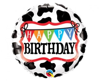 Balon foliowy Godan Happy Birthday - Holstein Cow Pattern 18cal (26553)