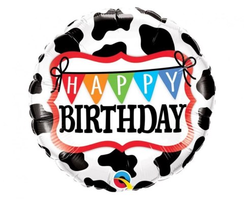 Balon foliowy Godan Happy Birthday - Holstein Cow Pattern 18cal (26553) Balon foliowy Godan Happy Birthday - Holstein Cow Pattern 18cal (26553)