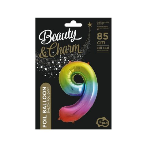 Balon foliowy Godan cyfra 9 tęczowy 85cm 40cal (HS-C34T9) Balon foliowy Godan cyfra 9 tęczowy 85cm 40cal (HS-C34T9)