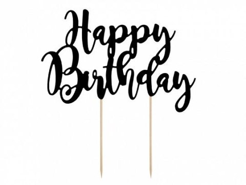 Dekoracja na tort Partydeco Topper na tort Happy Birthday, czarny, 22,5cm (KPT11-010) Dekoracja na tort Partydeco Topper na tort Happy Birthday, czarny, 22,5cm (KPT11-010)
