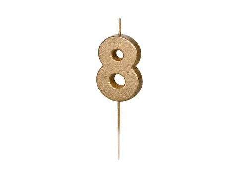 Świeczka urodzinowa Partydeco Cyferka 8, 4.5 cm, złoty (SCU9-8) Świeczka urodzinowa Partydeco Cyferka 8, 4.5 cm, złoty (SCU9-8)