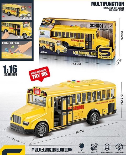 Autobus Adar 1:16, otwierane drzwi, światło, dźwięk (585614) Autobus Adar 1:16, otwierane drzwi, światło, dźwięk (585614)