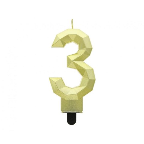 Świeczka urodzinowa Godan cyferka 3 - Diament, metalik złoty, 7.6 cm (PF-SDZ3) Świeczka urodzinowa Godan cyferka 3 - Diament, metalik złoty, 7.6 cm (PF-SDZ3)
