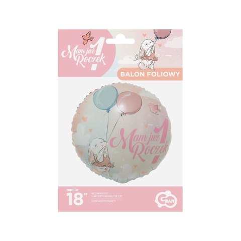 Balon foliowy Godan kolekcja mam już roczek - króliczek 18cal (FG-O1KR) Balon foliowy Godan kolekcja mam już roczek - króliczek 18cal (FG-O1KR)