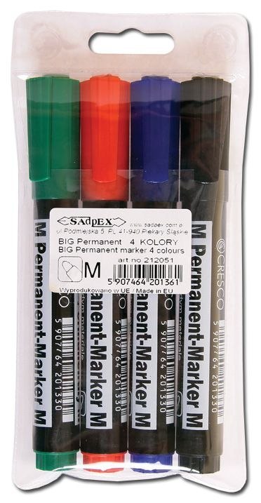 Marker permanentny Cresco Maxx M - okrągły, 4 kolory Mmm okrągła końcówka (212051) Marker permanentny Cresco Maxx M - okrągły, 4 kolory Mmm okrągła końcówka (212051)