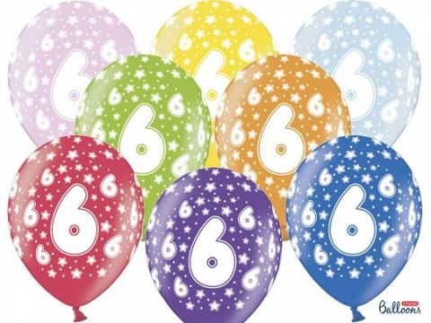 Balon gumowy Partydeco gumowy 6 urodziny, mix kolorów 30 cm/6 sztuk mix 300mm (SB14M-006-000-6) Balon gumowy Partydeco gumowy 6 urodziny, mix kolorów 30 cm/6 sztuk mix 300mm (SB14M-006-000-6)