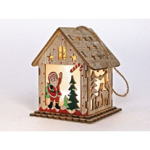 Lampki świąteczne Adar domek z Mikołajem, drewniany (511828) Lampki świąteczne Adar domek z Mikołajem, drewniany (511828)