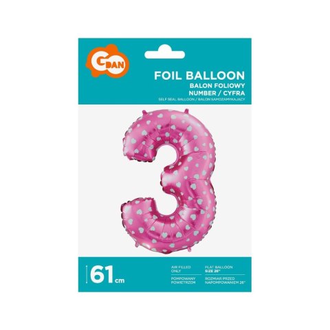 Balon foliowy Godan różowy cyfra 3 26 cali 26cal (hs-c26r3) Balon foliowy Godan różowy cyfra 3 26 cali 26cal (hs-c26r3)
