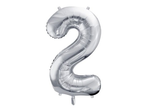 Balon foliowy Partydeco cyfra 2, 86 cm, srebrna 34cal (FB1M-2-018) Balon foliowy Partydeco cyfra 2, 86 cm, srebrna 34cal (FB1M-2-018)