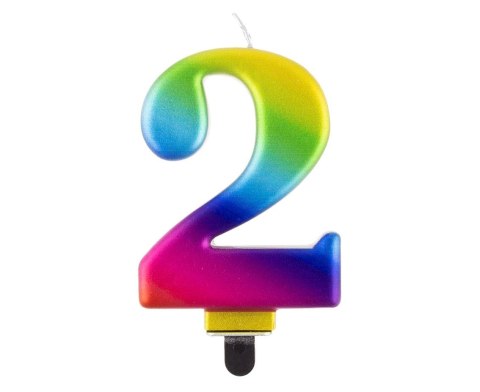 Świeczka urodzinowa Godan cyferka 2, tęczowa 8 cm (PF-SCG2) Świeczka urodzinowa Godan cyferka 2, tęczowa 8 cm (PF-SCG2)