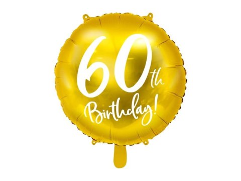 Balon foliowy Partydeco 60 urodziny, złoty 45 cm (18\\ 18cal (FB24M-60-019) Balon foliowy Partydeco 60 urodziny, złoty 45 cm (18\\ 18cal (FB24M-60-019)