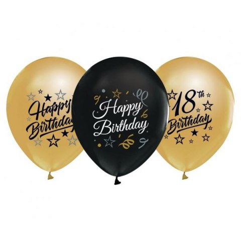 Balon gumowy Godan 8th Birthday czarno złote czarny 300mm 12cal (GP-ZC18) Balon gumowy Godan 8th Birthday czarno złote czarny 300mm 12cal (GP-ZC18)