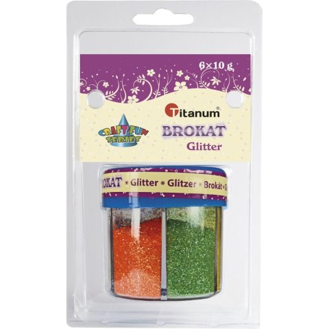 Brokat Titanum Craft-Fun Series 6 kolorów x 10g w pojemniku Brokat Titanum Craft-Fun Series 6 kolorów x 10g w pojemniku