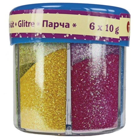 Brokat Titanum Craft-Fun Series 6 kolorów x 10g w pojemniku Brokat Titanum Craft-Fun Series 6 kolorów x 10g w pojemniku