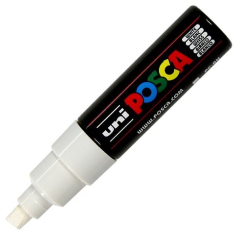 Marker suchościeralny Uni POSCA, biały ścięta końcówka (PC-8k) Marker suchościeralny Uni POSCA, biały ścięta końcówka (PC-8k)