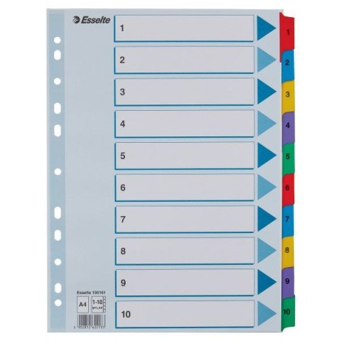 Przekładka numeryczna Esselte Mylar kartonowe A4 mix kolorów 160g 10k 1-10 (100161) Przekładka numeryczna Esselte Mylar kartonowe A4 mix kolorów 160g 10k 1-10 (100161)