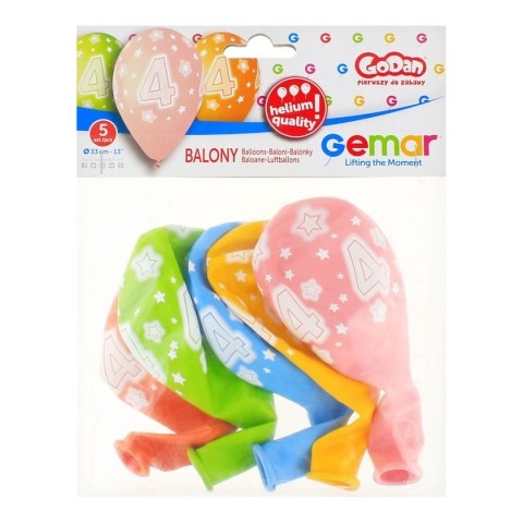 Balon gumowy Godan Premium Hel z nadrukiem 4, 13 cali/5 sztuk mix 330mm 13cal (GS120/4) Balon gumowy Godan Premium Hel z nadrukiem 4, 13 cali/5 sztuk mix 330mm 13cal (GS120/4)