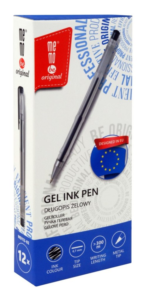 Długopis żelowy Memobe czarny 0,7mm (MD112-02) Długopis żelowy Memobe czarny 0,7mm (MD112-02)