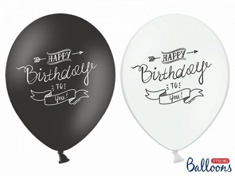 Balon gumowy Partydeco gumowy biały i czarny Happy Birthday 30 cm/6 sztuk biało-czarny 300mm (SB14P-258-000-6) Balon gumowy Partydeco gumowy biały i czarny Happy Birthday 30 cm/6 sztuk biało-czarny 300mm (SB14P-258-000-6)
