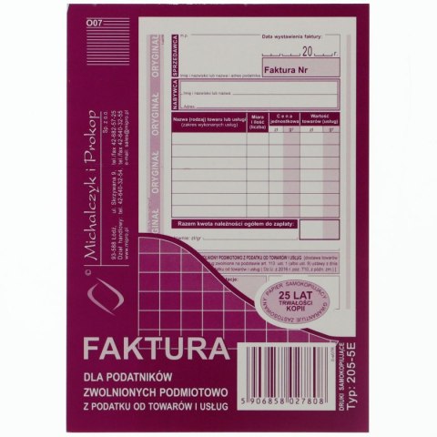 Druk offsetowy Michalczyk i Prokop Faktura VAT A6 80k. (205-5E) Druk offsetowy Michalczyk i Prokop Faktura VAT A6 80k. (205-5E)