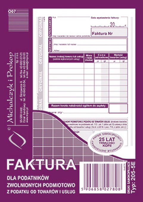 Druk offsetowy Michalczyk i Prokop Faktura VAT A6 80k. (205-5E) Druk offsetowy Michalczyk i Prokop Faktura VAT A6 80k. (205-5E)