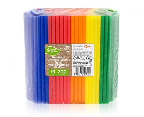 Słomka Godan wielokrotnego użytku, mix kolorów, 7,5x190 mm/ 200 szt. 200 szt (RW-KR02) Słomka Godan wielokrotnego użytku, mix kolorów, 7,5x190 mm/ 200 szt. 200 szt (RW-KR02)