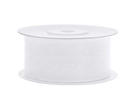 Tasiemka Partydeco szyfonowa, biały, 38mm/25m biała (TSZF38-008) Tasiemka Partydeco szyfonowa, biały, 38mm/25m biała (TSZF38-008)