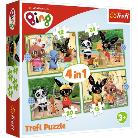 Puzzle Trefl Wesoły dzień Binga 4w1 el. (34357) Puzzle Trefl Wesoły dzień Binga 4w1 el. (34357)