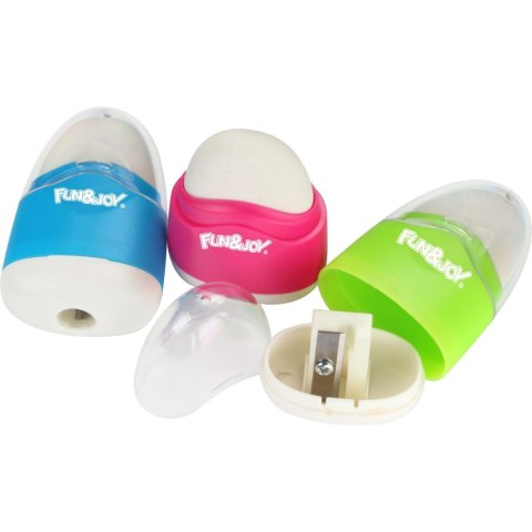 Temperówki plastikowe z gumką Fun&Joy mix kolorów Temperówki plastikowe z gumką Fun&Joy mix kolorów