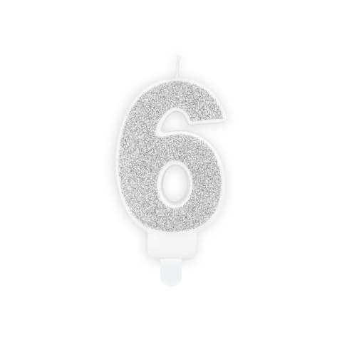 Świeczka urodzinowa Partydeco cyferka 6 srebrny 7 cm 7cm (SCU3-6-0188) Świeczka urodzinowa Partydeco cyferka 6 srebrny 7 cm 7cm (SCU3-6-0188)