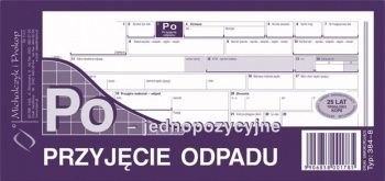 Druk samokopiujący Michalczyk i Prokop Przyjęcie odpadu jednopozycyjne 1/3 A4 80k. (384-8) Druk samokopiujący Michalczyk i Prokop Przyjęcie odpadu jednopozycyjne 1/3 A4 80k. (384-8)