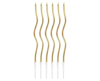 Świeczka urodzinowa Godan Świderki, metaliczne złote, 16 cm, 6 szt. (BH-SSMZ)